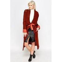 Bobble Knit Long Waterfall Cardigan