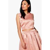 Boutique Satin Crop Top - mink