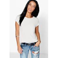 Boxy Turn Cuff Basic Tee - cream