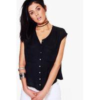 Boxy Sleeveless Shirt - black