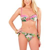 boutique ladies tropical green twist bikini set with deatchable straps ...