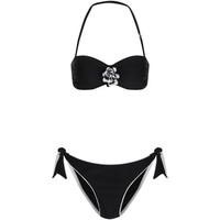 Boutique Ladies 3D Rose Bikini Set Detachable Straps women\'s Bikinis in black