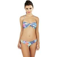 Boutique Ladies Tropical Twist Bandeau Bikini Set with Detachable Straps women\'s Bikinis in blue