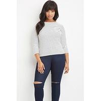 Boat-Neck Micro-Striped Top