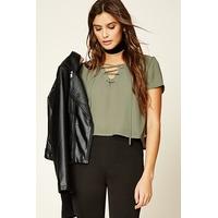 Boxy Lace-Up Front Top