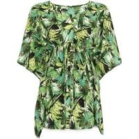 Boutique Ladies Lime Green Palm Tree Summer Holiday Beach Cover Up women\'s Blouse in green
