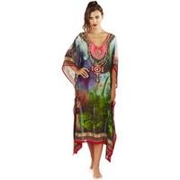 boutique ladies printed maxi kaftan womens blouse in green