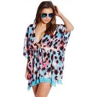 Boutique Ladies Midi Printed Neon Kaftan women\'s Blouse in blue