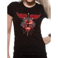 Bon Jovi Heart & Dagger Fitted Large T-shirt