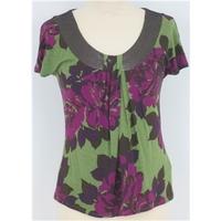 Boden, size 8 green & purple floral cap sleeved t-shirt