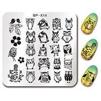 BORN PRETTY 66cm Square Nail Art Stamp Stamping Plates Template Owl Design Flower Image Plate Stencil for Nails BP-X14