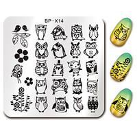 born pretty 66cm square nail art stamp stamping plates template owl de ...