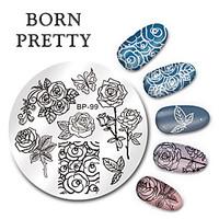 BORN PRETTY Round Nail Art Stamp Stamping Plates Template Butterfly Flower Design Image Plate Set 5.5cm BP-99