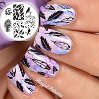 BORN PRETTY Nail Art Stamping Template Plates BP75 Birds Dragon Feather Design