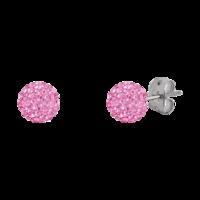 BONBON 6mm TITANIUM & PINK CRYSTAL EARRINGS