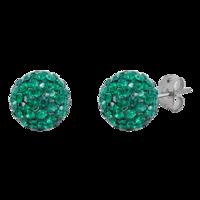 BONBON 10mm TITANIUM & EMERALD GREEN CRYSTAL EARRINGS