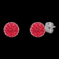 bonbon 8mm titanium red crystal earrings