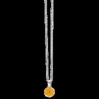 BONBON 12mm STERLING SILVER, MUSTARD YELLOW CRYSTAL PENDANT with CHAIN