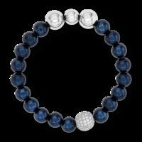 BONBON BLUE PLATED STAINLESS STEEL & PAVE SET WHITE CRYSTAL BRACELET