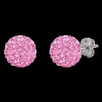 BONBON 10mm TITANIUM & PINK CRYSTAL EARRINGS