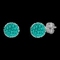 BONBON 8mm TITANIUM & JADE GREEN CRYSTAL EARRINGS