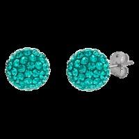 BONBON 10mm TITANIUM & JADE GREEN CRYSTAL EARRINGS