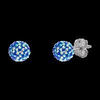 bonbon 6mm titanium iridescent blue crystal earrings