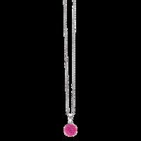 BONBON 10mm STERLING SILVER, CERISE PINK CRYSTAL PENDANT with CHAIN