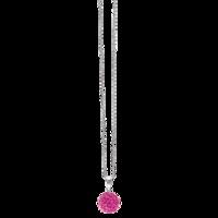 BONBON 12mm STERLING SILVER, CERISE PINK CRYSTAL PENDANT with CHAIN