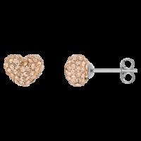 BONBON 10mm TITANIUM & HEART SHAPE GOLD CRYSTAL EARRINGS
