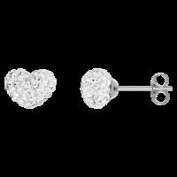 BONBON 10mm TITANIUM & HEART SHAPE White CRYSTAL EARRINGS