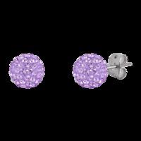 BONBON 8mm TITANIUM & LILAC CRYSTAL EARRINGS