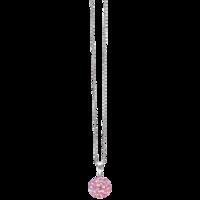 BONBON 14mm STERLING SILVER, TWO TONE PINK CRYSTAL PENDANT with CHAIN