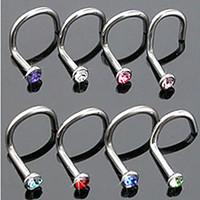 Body Piercing Jewellery Fashion Stainless Steel Crystal Nose Ring Body Jewelry Piercing(Random Color) Christmas Gifts