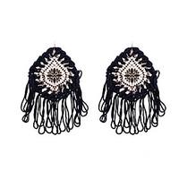 bohemia women cotton tassel alloy drop earrings