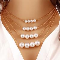bohemian simple fashion jewelry chain multi layer pearl necklace clavi ...