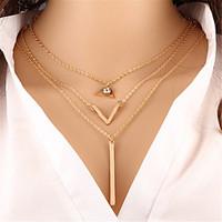 Bohemian Simple Fashion Jewelry Chain Multi Layer Crystal Triangle Pendant Clavicle Sweater Chain Charm Statement Necklace For Women Jewelry Gift