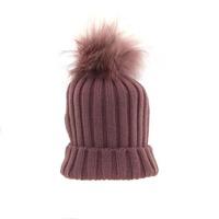Bowtique London Dusty Lilac Ribbed Turn up Hat with Lilac Pom Pom