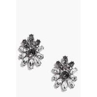 Boutique Diamante Floral Earrings - silver