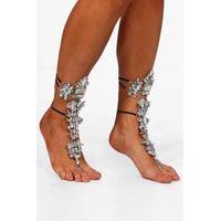 Boutique Diamante Anklet Harness Pair - clear