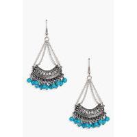 Boho Turquoise Bead Earrings - silver