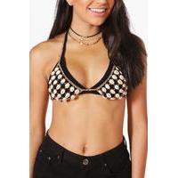 boutique cowrie shell bead bralet gold