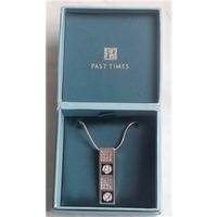 boxed pastimes silver coloured necklace with coloured pendant