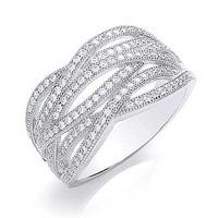 Bouton Silver Cubic Zirconia Multi Strand Ring BR004O