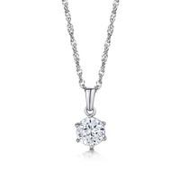 Bouton Silver 7mm Round Cubic Zirconia Pendant BGN106