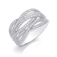 bouton silver cubic zirconia multi strand ring br004o