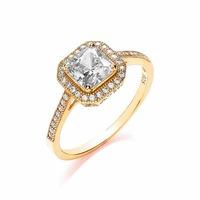 Bouton Gold Plated Clear Cubic Zirconia Cushion Ring BR090K