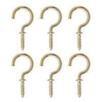 B&Q Brass Effect Metal Cup Hook Pack of 6