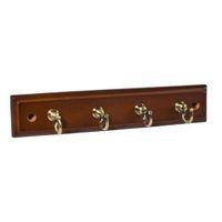 bq mahogany antique brass effect hook rail