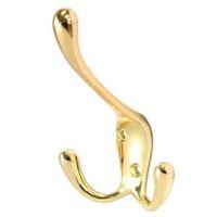 B&Q Gold Brass Effect Zinc Alloy Hat & Coat Hook